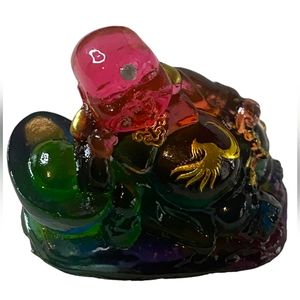 2 Inch Buddha of Luck and Prosperity with Chakra Colors.Swarovski stone.